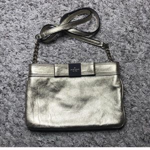 Kate spade gold leather crossbody bow bag/purse